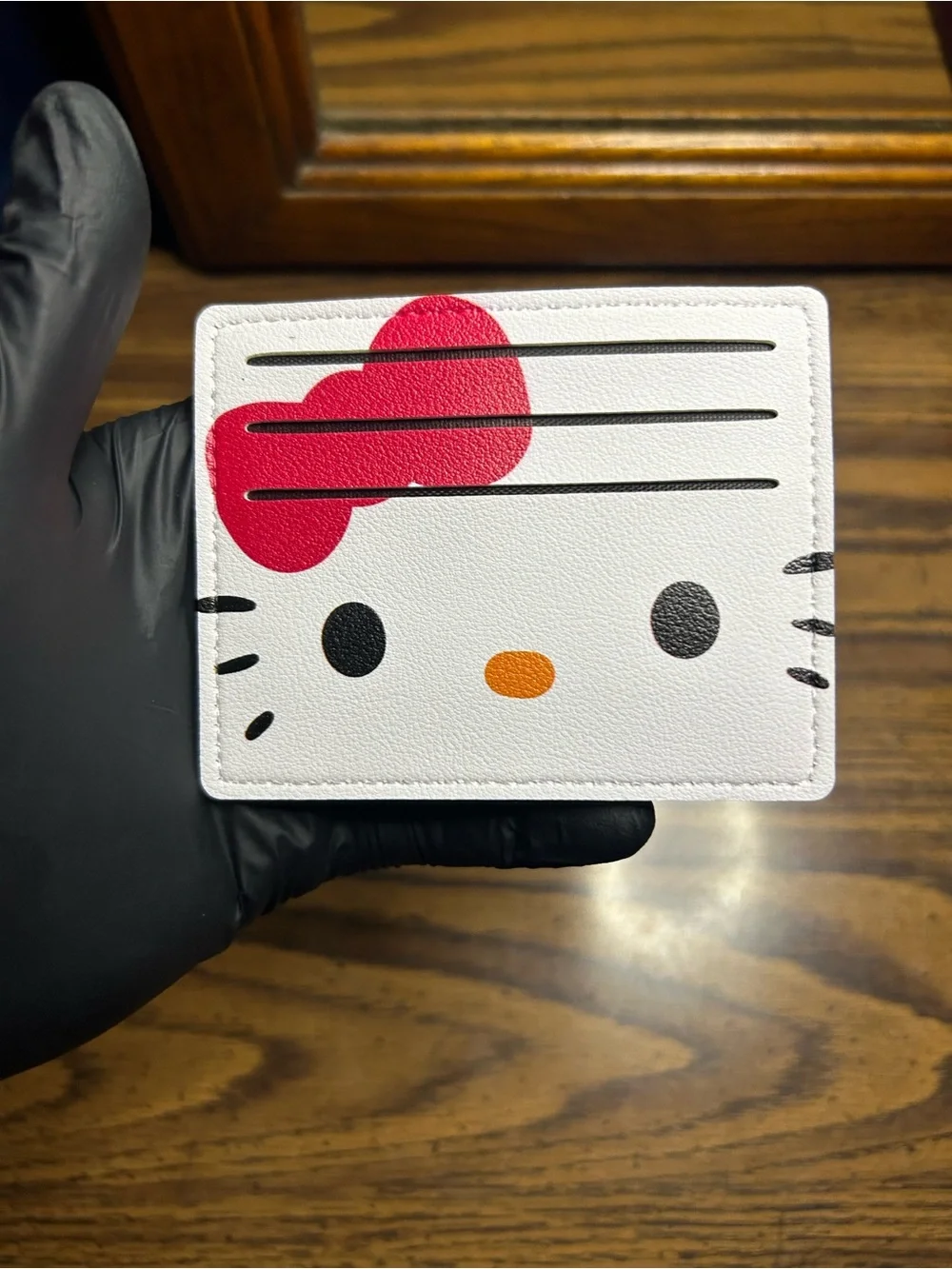 Hello Kitty White Card Holder with Red Bow Accent